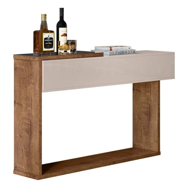 Encontraproduto.com.br - Conjunto De Sala Milão Off White/Amêndoa Aparador E Mesa De Centro Com Espelhos - Lukaliam