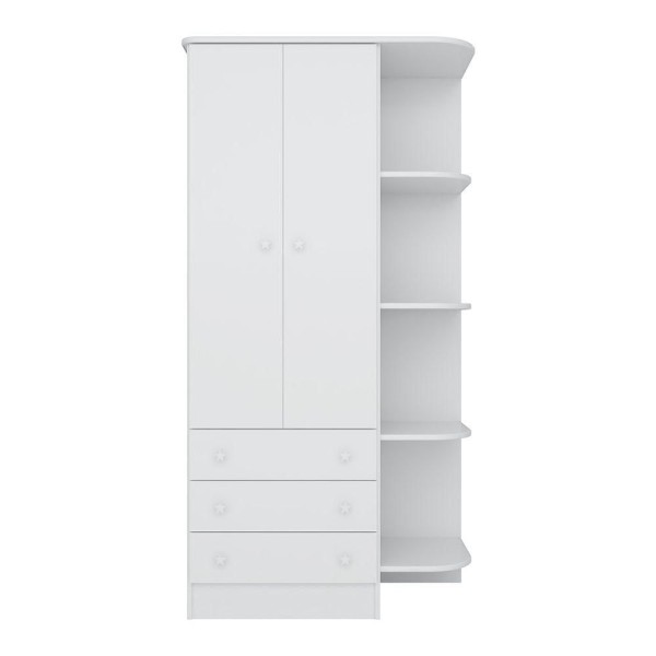 Encontraproduto.com.br - Conjunto Quarto Bebê Branco: Guarda-Roupa 2 Portas Com Cantoneira Acoplada E Berço