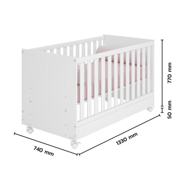 Encontraproduto.com.br - Conjunto Quarto Bebê Guarda-Roupa 2 Portas E Berço Multifuncional 2X1 Vira Cama Branco