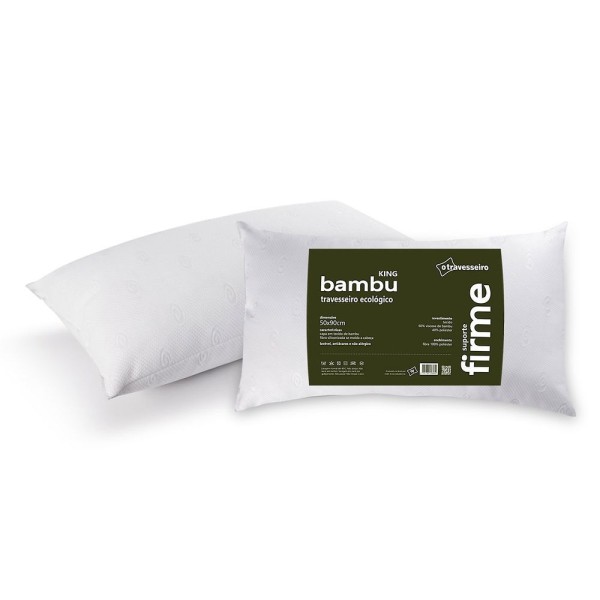 Kit Com 2 Travesseiros King Ecológico Antiácaro Bambu 50x90cm