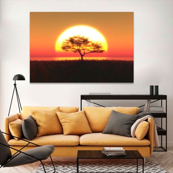 Encontraproduto.com.br - Quadro Decorativo árvore No Pôr Do Sol
