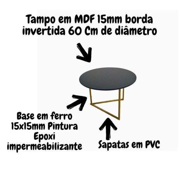 Encontraproduto.com.br - Mesa De Centro Jade Base De Aço Tampo Mdf Decorativa Moderna