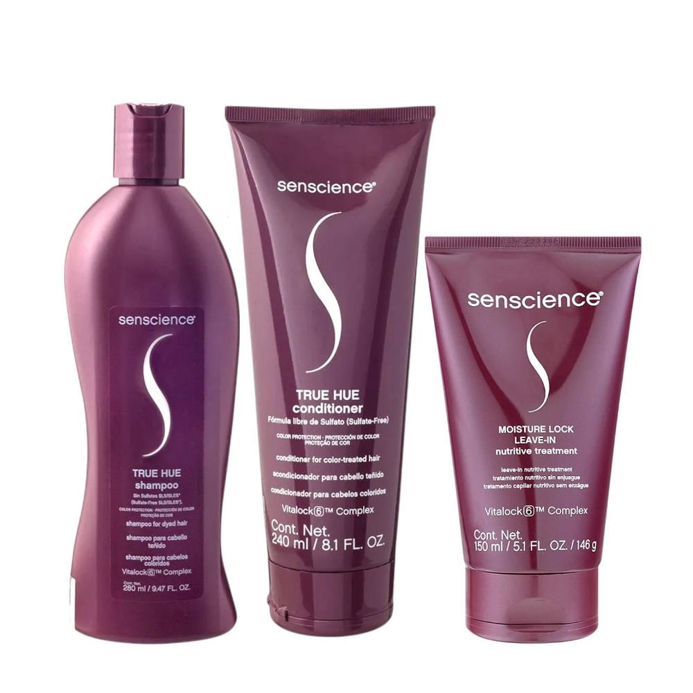 Kit Senscience True Hue Shampoo 280ml + Condicionador 240ml +  Moisture Lock Leave-In 150ml