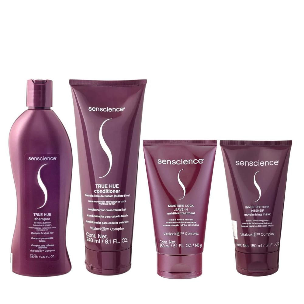 Kit Senscience True Hue Shampoo 280ml + Condicionador 240ml + Inner Intensif 150ml + Moisture Lock 150ml