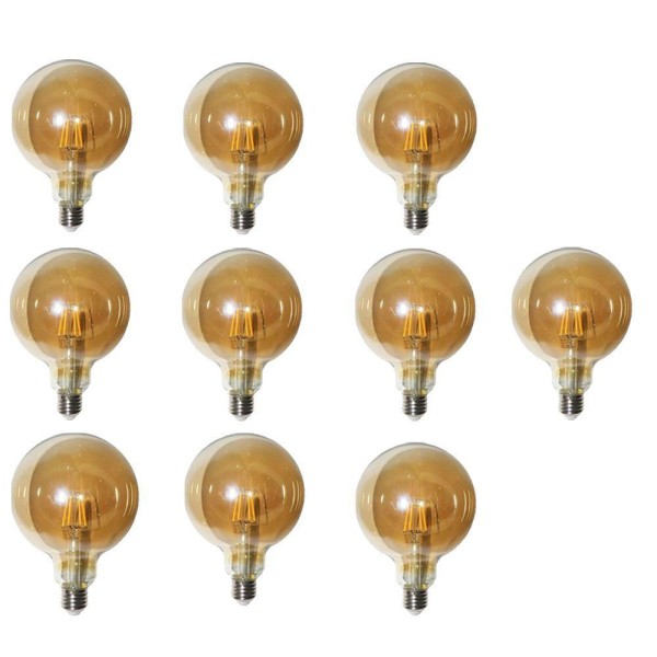 Encontraproduto.com.br - Lampada Ballon 38w Multi Filamento Kit 10 Uni Branco Quente Luz Led Retro Decoraçao Vintage