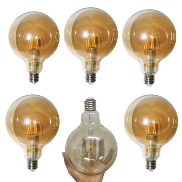 Encontraproduto.com.br - Lampada Multi Filamento Ballon 30w Kit 6 Uni 380lm Resistente Decoraçao Retro Iluminaçao Vintage Casa Restaurante