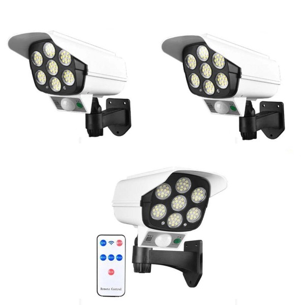 Encontraproduto.com.br - Luminaria Solar Dummy Falsa Kit 3 Uni Sensor Movimento Detecta Presença Iluminaçao Casa 77 Leds 3