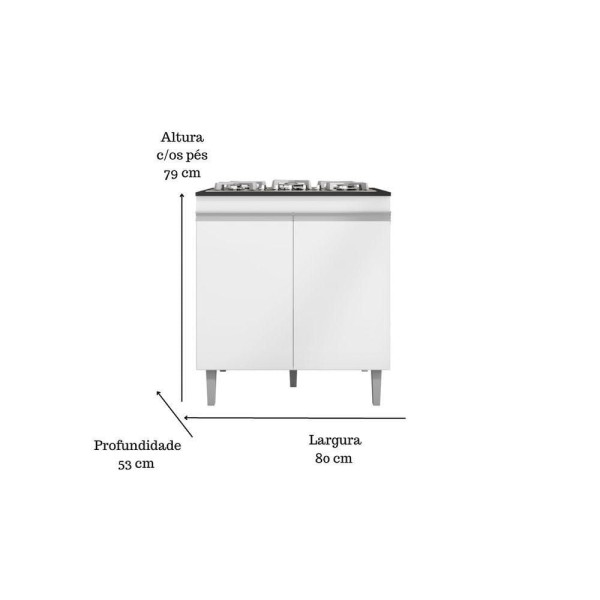 Encontraproduto.com.br - Kit Balcão Gabinete Para Pia Andreia 120cm C- Balcão Cooktop 4 Ou 5 Bocas Branco