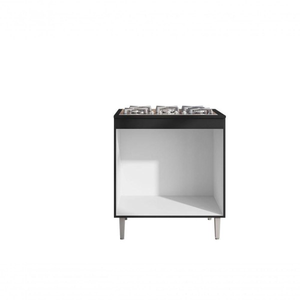 Encontraproduto.com.br - Kit Balcão Gabinete Para Pia Andreia 150cm C- Balcão Cooktop 4 Ou 5 Bocas Preto