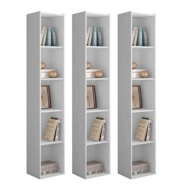 Estante Livreiro Com Prateleiras Janaína Kit 3 Unid Branco