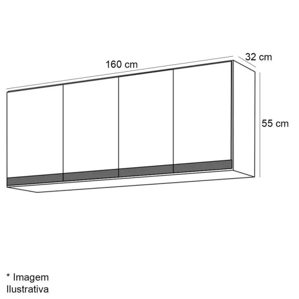 Encontraproduto.com.br - Armário Aereo 160cm 4 Portas Lavanderia Andreia Cinza Ajl