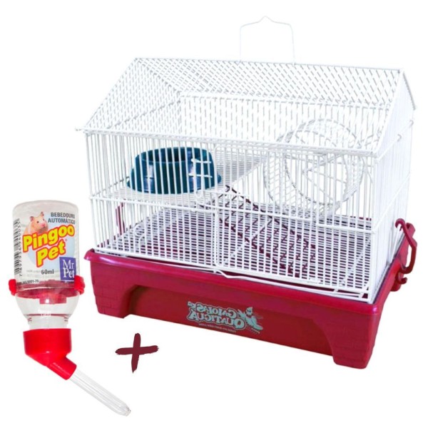 Encontraproduto.com.br - Gaiola Para Topolino Camundongo Com Escada Rodinha Bebedouro Vermelho