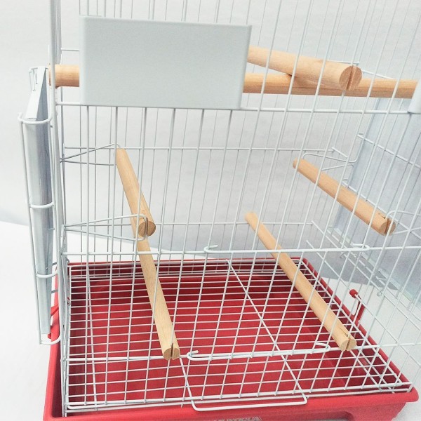 Encontraproduto.com.br - Kit Gaiola Duplex Calopsita Bebedouro Brinquedo Argola Dupla Vermelho