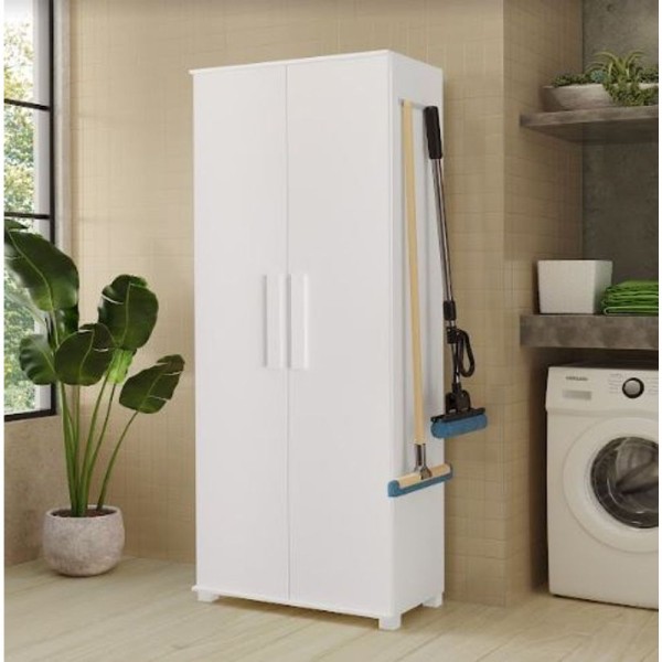 Encontraproduto.com.br - Multiuso Armário Area De Serviço Porta Vassouras Branco Tuty