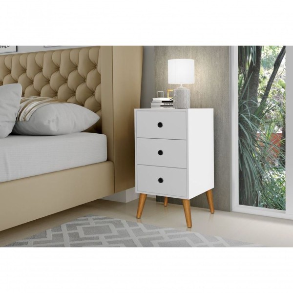 Encontraproduto.com.br - Mesinha Stilo De Cabeceira Retro Básica C/ 3 Gaveta Mdf Br