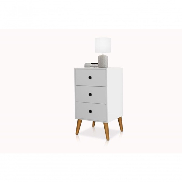 Encontraproduto.com.br - Mesinha Stilo De Cabeceira Retro Básica C/ 3 Gaveta Mdf Br