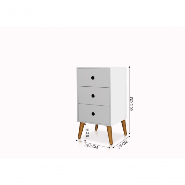 Encontraproduto.com.br - Mesinha Stilo De Cabeceira Retro Básica C/ 3 Gaveta Mdf Br
