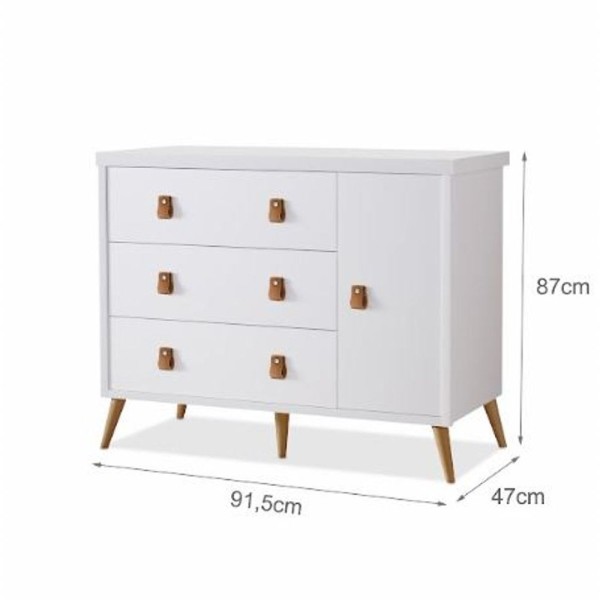 Encontraproduto.com.br - Cômoda Branco Mdf + Puxador Moderno Retro C/ Sapateira Taty
