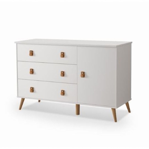 Encontraproduto.com.br - Cômoda Infantil De Bebe Taty 3 Gavetas 1 Porta Mdf Branco
