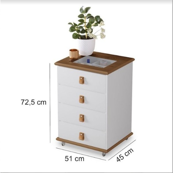 Encontraproduto.com.br - Penteadeira Eloa Com Banqueta Retro + Gaveteiro Branco/amêndoa