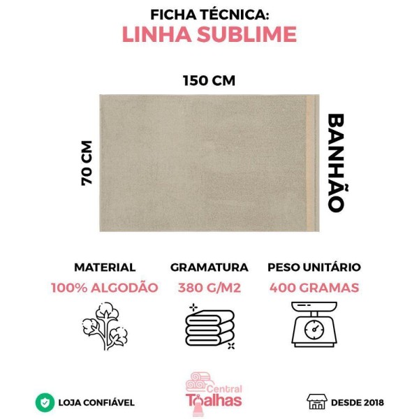 Encontraproduto.com.br - Kit 4 Toalhas Banhão Gigante Sublime 70x150cm Central Toalhas - Kit 5