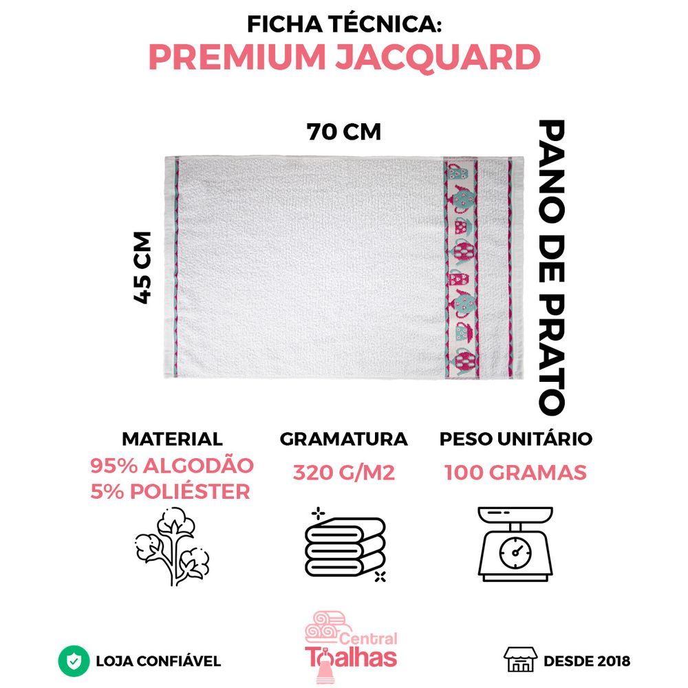 Encontraproduto.com.br - Kit 50 Panos De Prato Atoalhado Premium - Central Toalhas