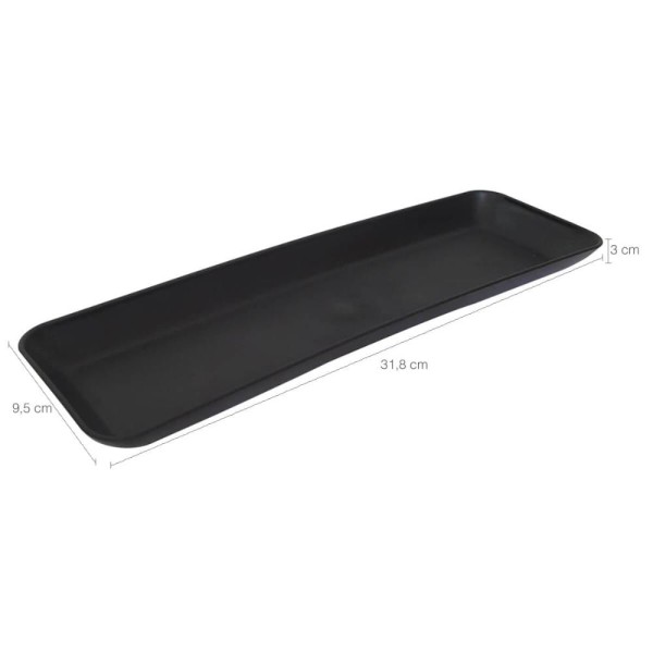 Encontraproduto.com.br - Kit 40 Petisqueiras Prato Porta Petisco Retangulares Grande Coza Preto