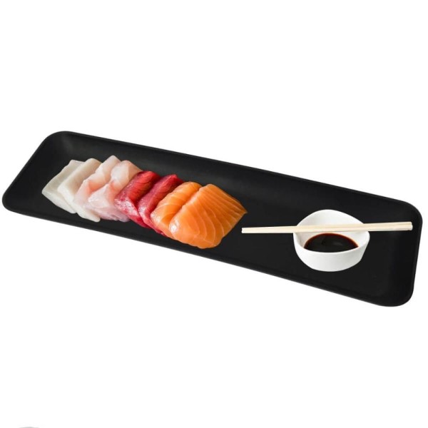 Encontraproduto.com.br - Kit 40 Petisqueiras Prato Porta Petisco Retangulares Grande Coza Preto