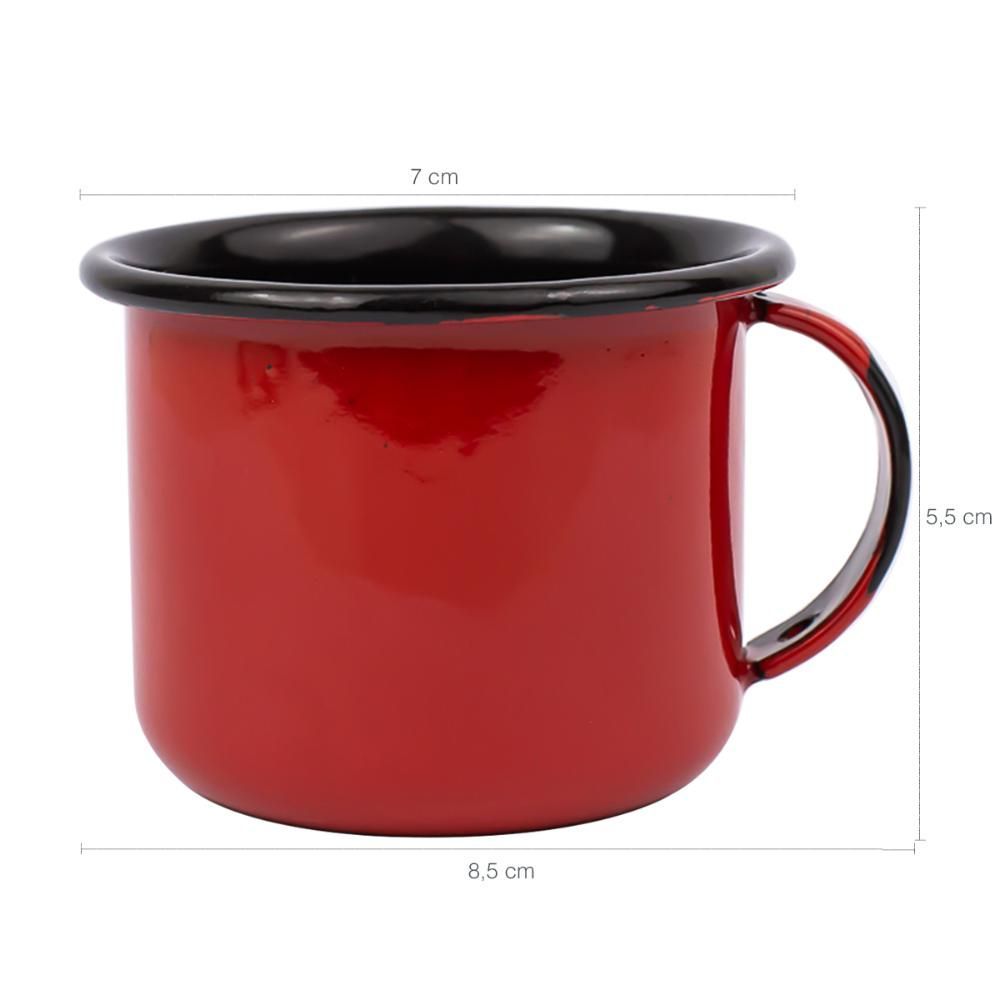 Encontraproduto.com.br - Jogo 4 Canecas Esmaltadas Retrô Vermelhas 90ml Xícaras ágata Para Café Chá