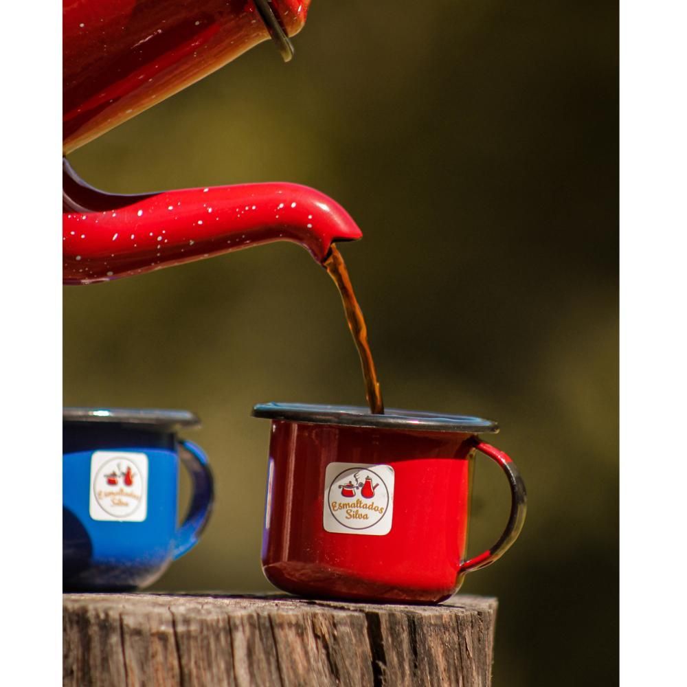 Encontraproduto.com.br - Jogo 4 Canecas Esmaltadas Retrô Vermelhas 90ml Xícaras ágata Para Café Chá