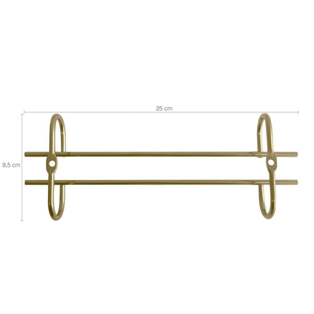 Encontraproduto.com.br - Kit 10 Organizadores Suspensos Para Taças 25cm Suportes Porta Taças Retos Dourado