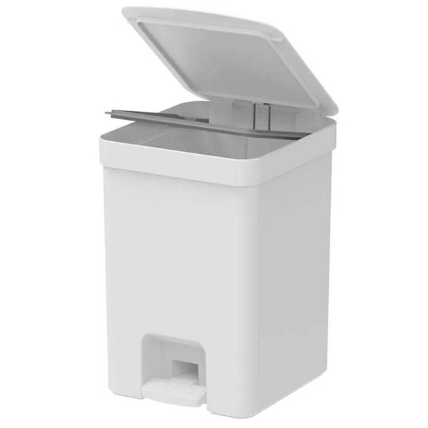 Encontraproduto.com.br - Conjunto Para Banheiro Lixeira De Pedal 12l Trium E Escova Sanitária Com Suporte Dual Branco Ou