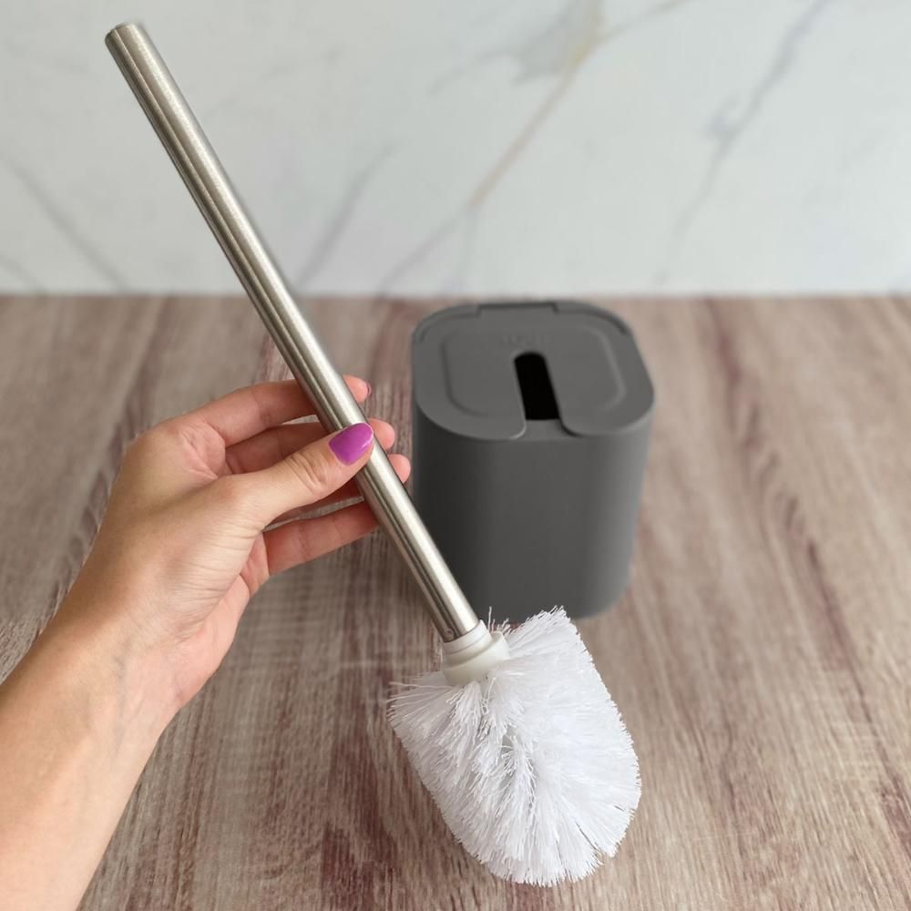 Encontraproduto.com.br - Conjunto 2 Escovas Sanitárias Com Suportes Para Banheiro Lavabo Polipropileno Dual Ou Chumbo