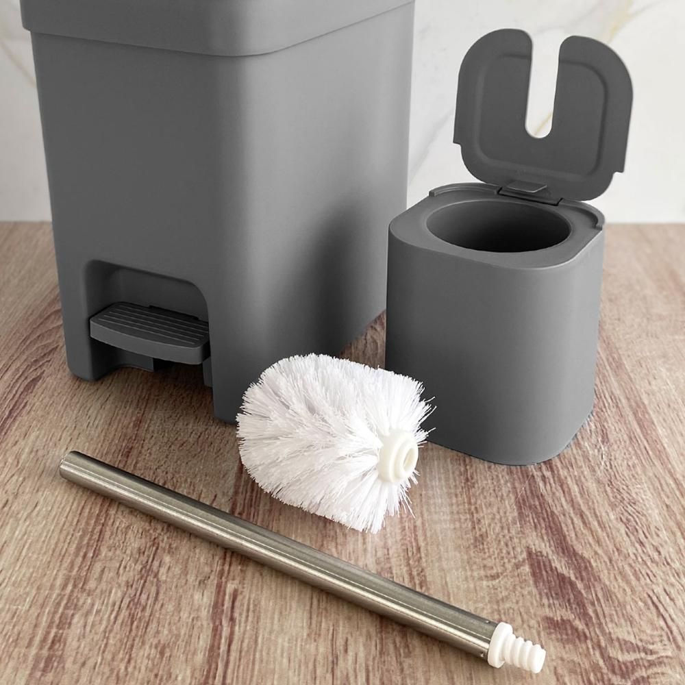 Encontraproduto.com.br - Conjunto 2 Escovas Sanitárias Com Suportes Para Banheiro Lavabo Polipropileno Dual Ou Chumbo