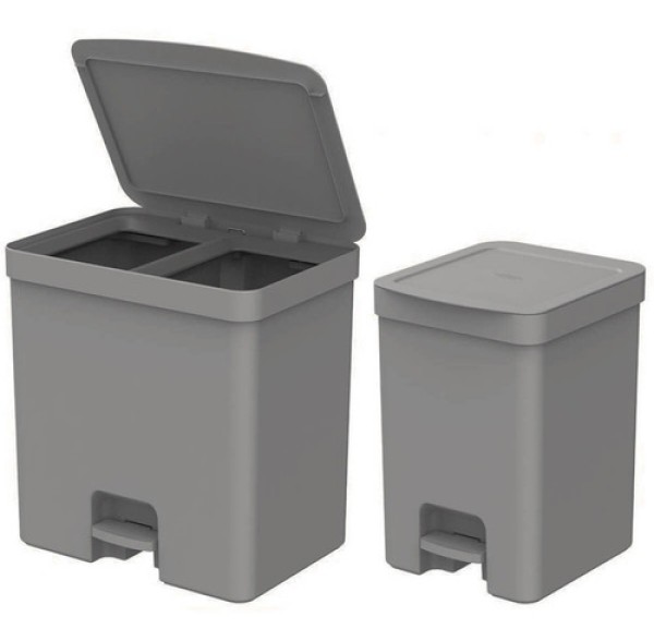 Kit 2 Lixeiras De Pedal Com Aro Interno 12 Litros E 20 Litros Dupla Seletiva Ou Trium Preto