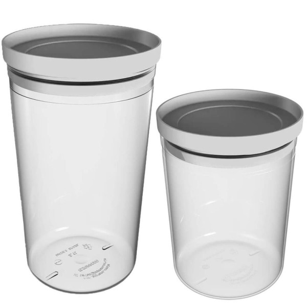 Encontraproduto.com.br - Kit 2 Potes Herméticos Porta Mantimentos Alimentos Redondo 1,6l E 2,1l Soprano Tampa Cinza