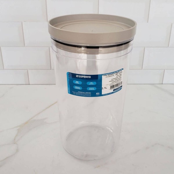 Encontraproduto.com.br - Kit 2 Potes Herméticos Porta Mantimentos Alimentos Redondo 1,6l E 2,1l Soprano Tampa Cinza