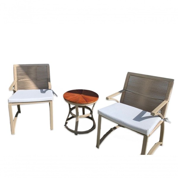 Encontraproduto.com.br - Conjunto Jequitibá Em Corda Náutica - 2 Cadeiras + 1 Mesa