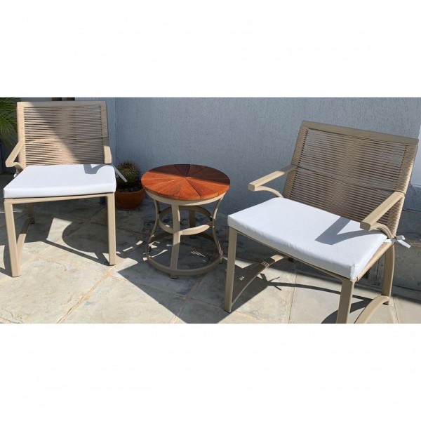 Encontraproduto.com.br - Conjunto Jequitibá Em Corda Náutica - 2 Cadeiras + 1 Mesa