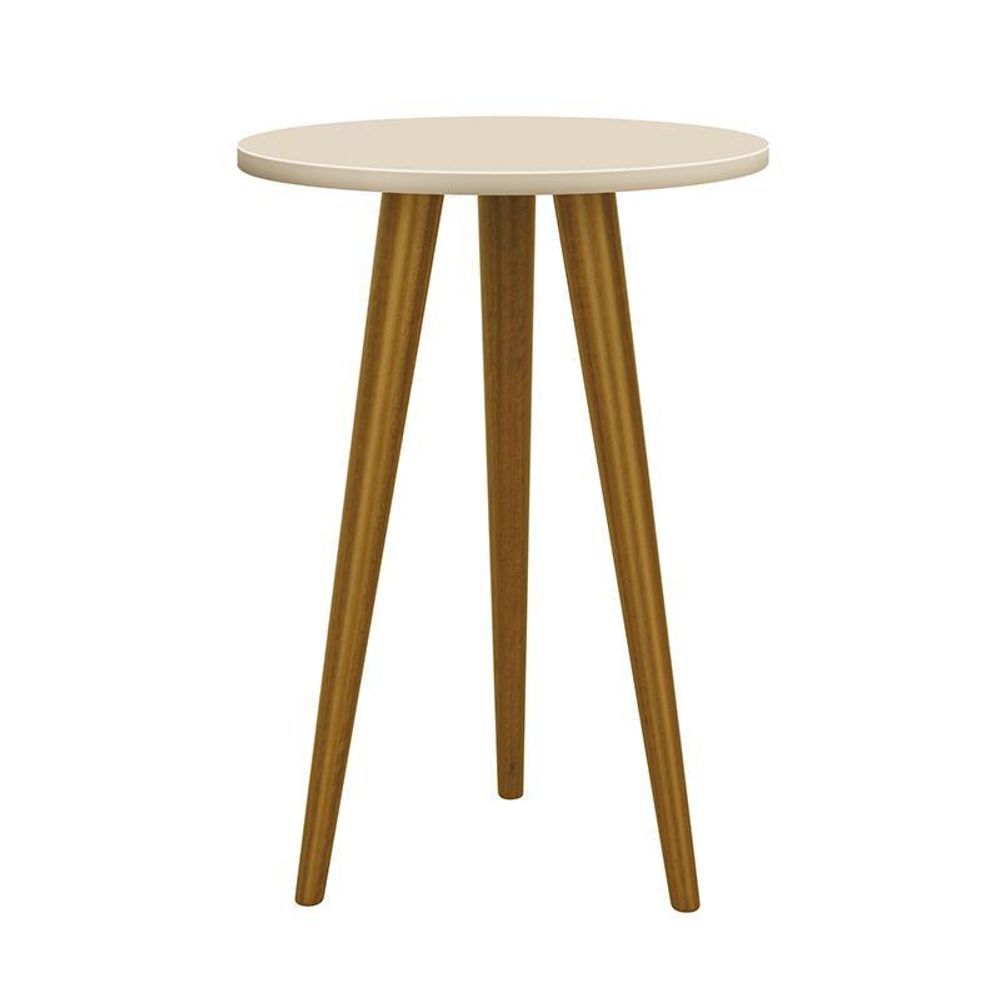 Encontraproduto.com.br - Mesa De Canto Theo Areia Fosco Com Pés Amadeirado - Reller Móveis Areia Fosco