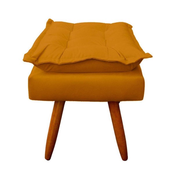 Encontraproduto.com.br - Kit 2 Puff Opala Retangular Para Sala e Quarto Suede Mostarda