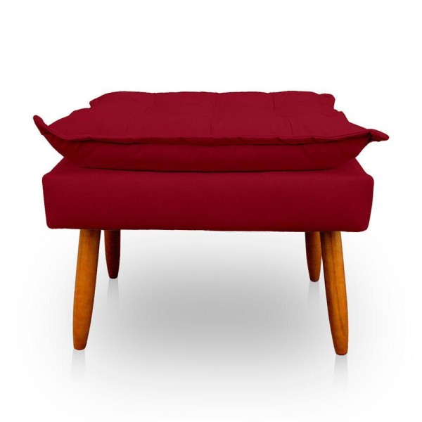 Encontraproduto.com.br - Kit 2 Puff Opala Retangular Para Sala e Quarto Suede Vermelho