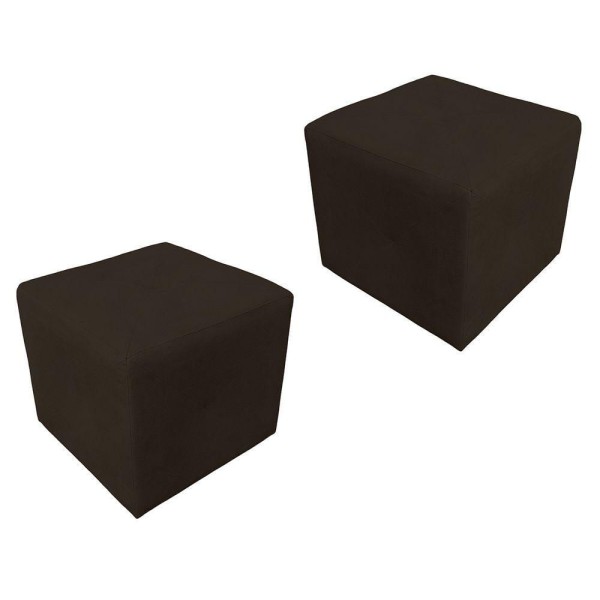 Encontraproduto.com.br - Kit 2 Puff Retangular Elo Para Sala e Quarto Suede Marrom