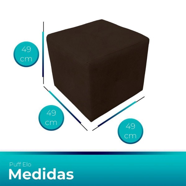 Encontraproduto.com.br - Kit 2 Puff Retangular Elo Para Sala e Quarto Suede Marrom
