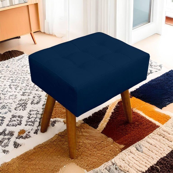 Encontraproduto.com.br - Kit 2 Puff Retangular New Para Sala e Quarto Suede Azul