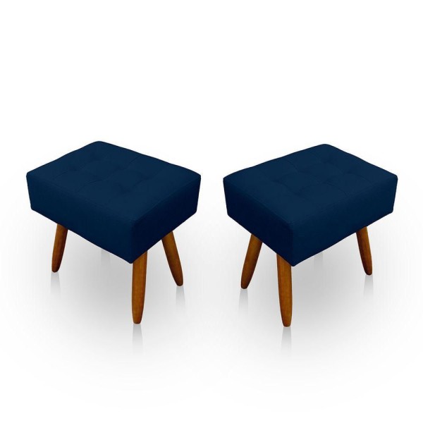 Encontraproduto.com.br - Kit 2 Puff Retangular New Para Sala e Quarto Suede Azul