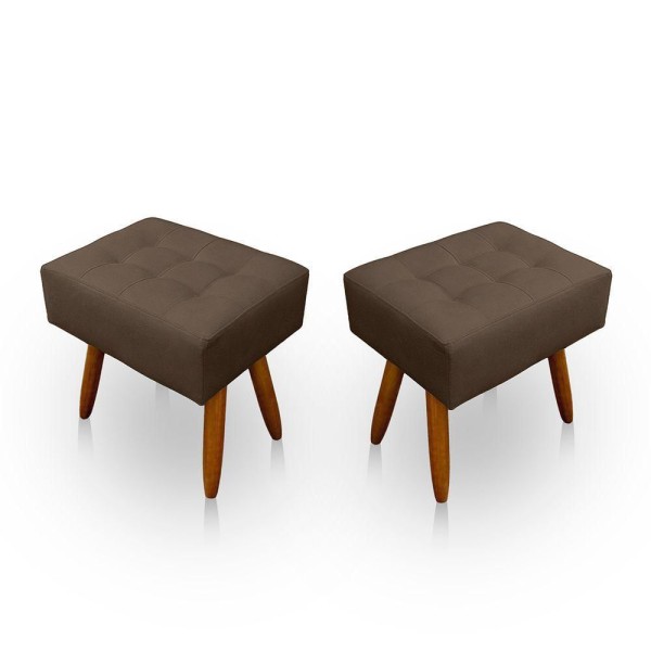 Encontraproduto.com.br - Kit 2 Puff Retangular New Para Sala e Quarto Suede Capuccino