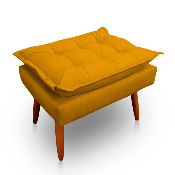 Encontraproduto.com.br - Puff Opala Retangular Para Sala e Quarto Suede Amarelo