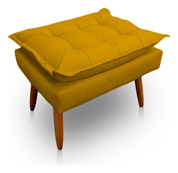 Encontraproduto.com.br - Puff Opala Retangular Para Sala e Quarto Suede Amarelo