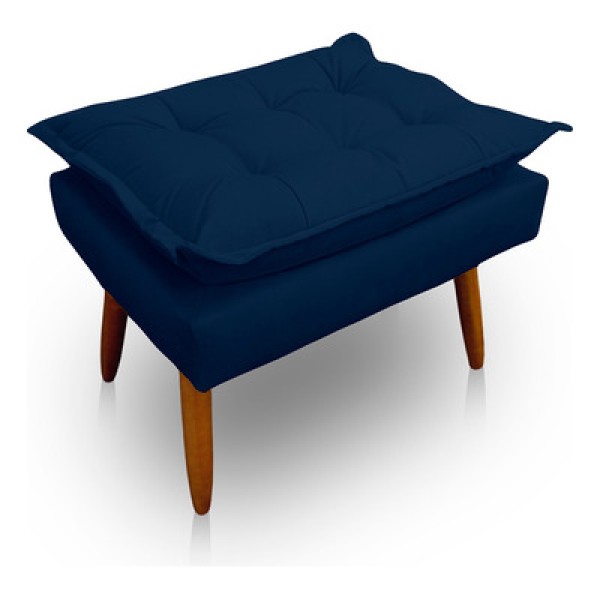 Encontraproduto.com.br - Puff Opala Retangular Para Sala e Quarto Suede Azul